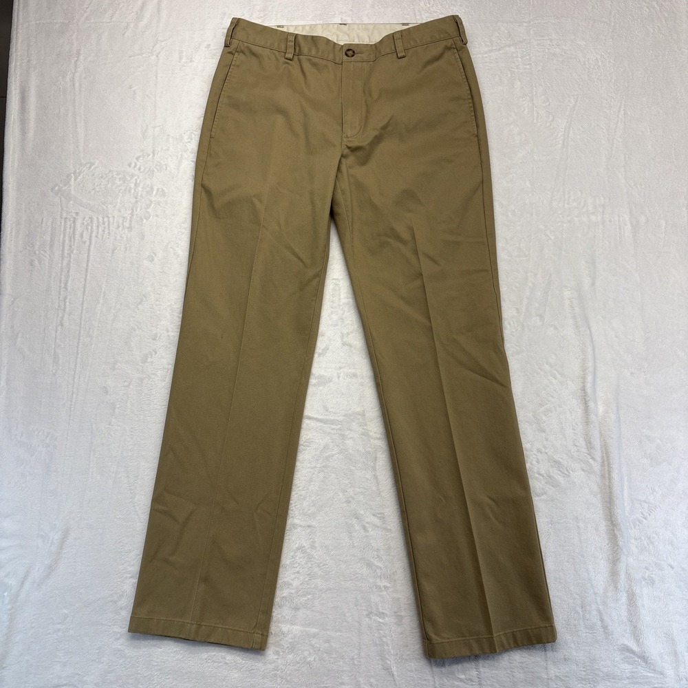 L.L. Bean Pants Men's 32x32 Dark Khaki Double L Chino Straight Leg Wrinkle Free